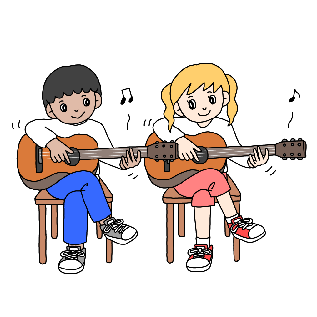 ギターを弾く子供たち